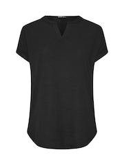 Yours Curve Black Notch Neck Textured Top - Image 5 of 5