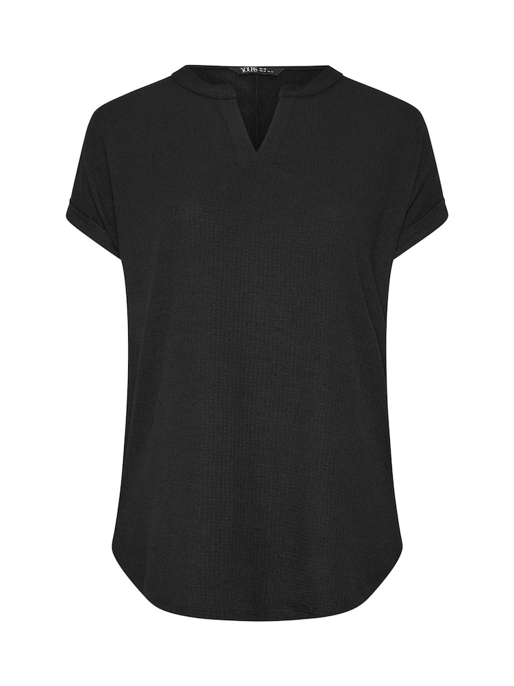 Yours Curve Black Notch Neck Textured Top - Image 5 of 5