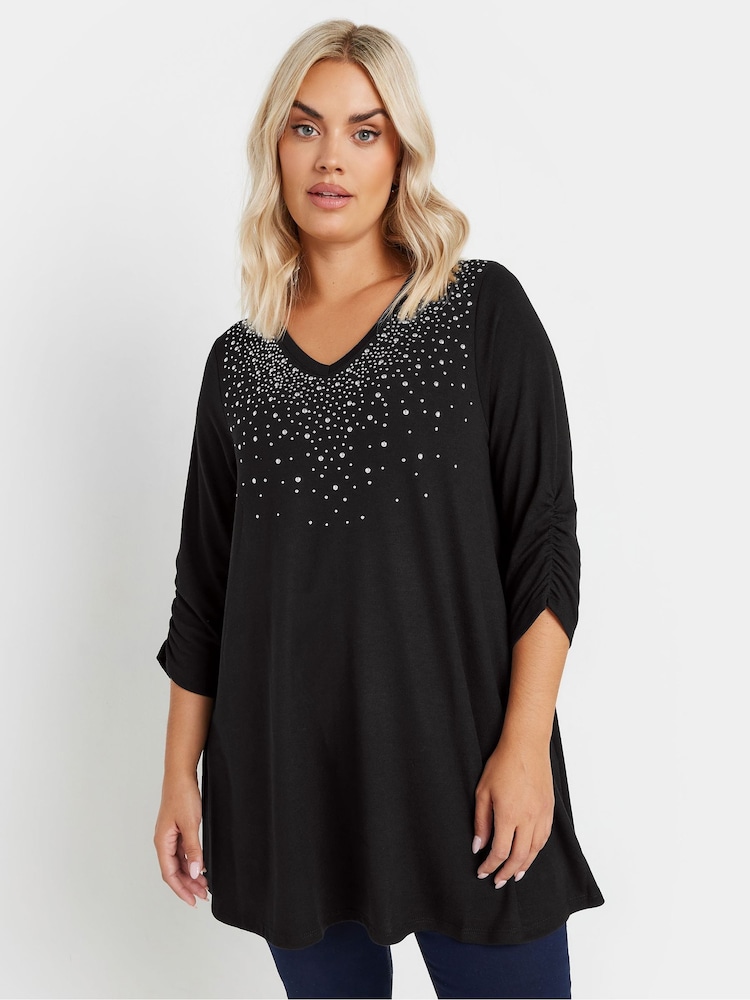 Negro - Yours Curve Stud Swing Tunics - Imagen 1 de 6