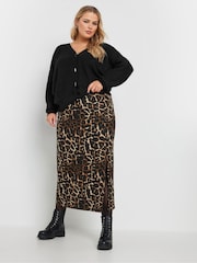 Yours Curve Natural Side Split Textured Tube Skirt - Image 2 of 5