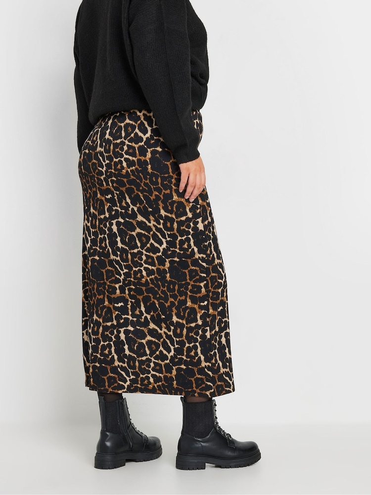Yours Curve Natural Side Split Textured Tube Skirt - Image 3 of 5