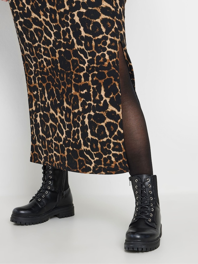 Yours Curve Natural Side Split Textured Tube Skirt - Image 4 of 5