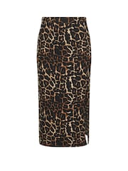 Yours Curve Natural Side Split Textured Tube Skirt - Image 5 of 5