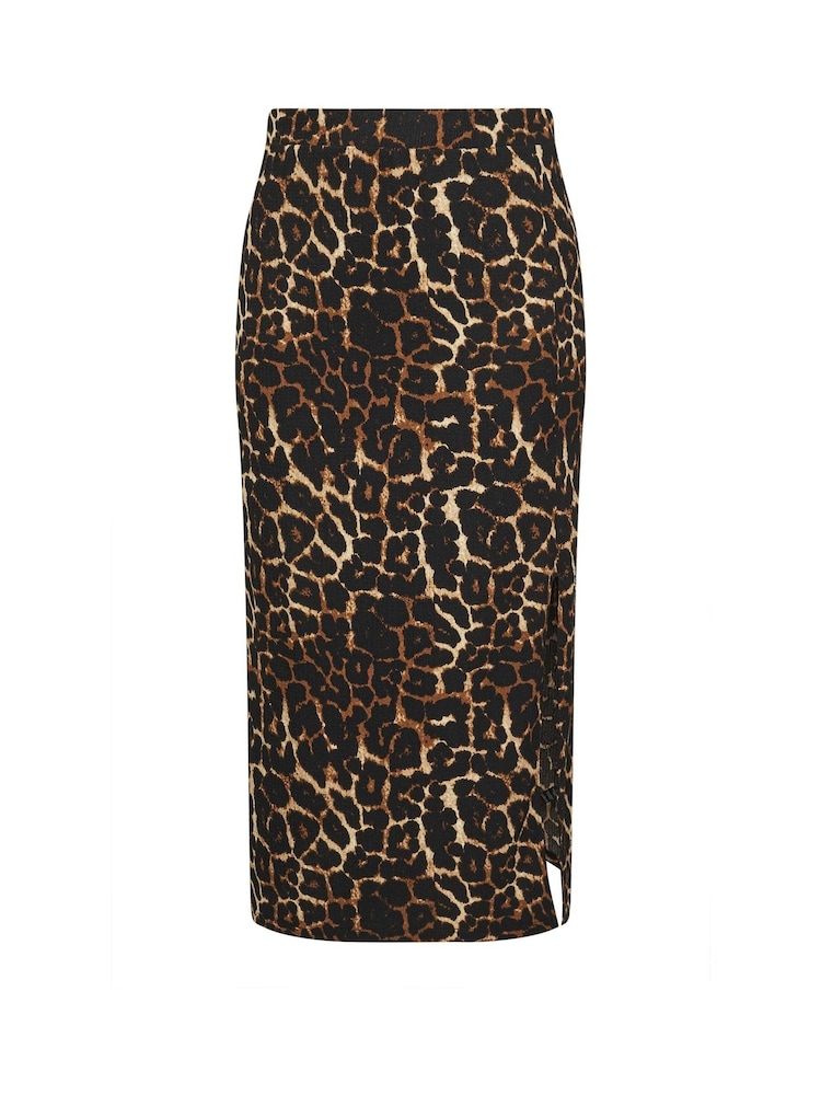 Yours Curve Natural Side Split Textured Tube Skirt - Image 5 of 5