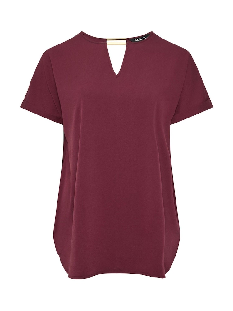 Yours Curve Red Short Sleeve Trim Neck Top - Image 5 of 5