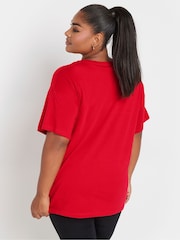 Yours Curve Red Holly Jolly Christmas Novelty T-Shirt - Image 3 of 5