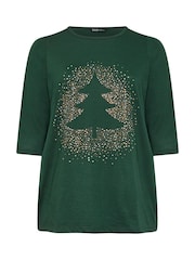 Yours Curve Green Christmas Tree Novelty T-Shirt - Image 5 of 5