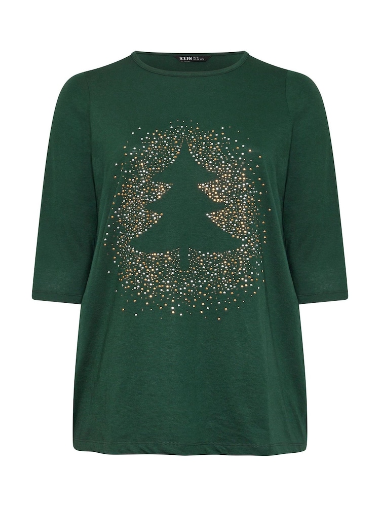 Yours Curve Green Christmas Tree Novelty T-Shirt - Image 5 of 5