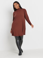 Yours Curve Brown Lettuce Edge Tunic - Image 1 of 5