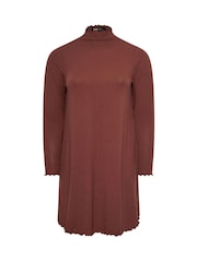 Yours Curve Brown Lettuce Edge Tunic - Image 5 of 5