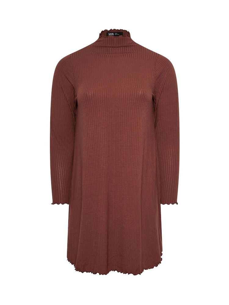 Yours Curve Brown Lettuce Edge Tunic - Image 5 of 5