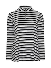 Yours Curve Grey Grey 100% Cotton Quarter Zip Rib Sweatshirt - Image 6 of 6