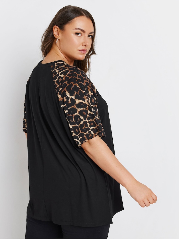Yours Curve Raglan Leopard Print Top - Imagen 2 de 5