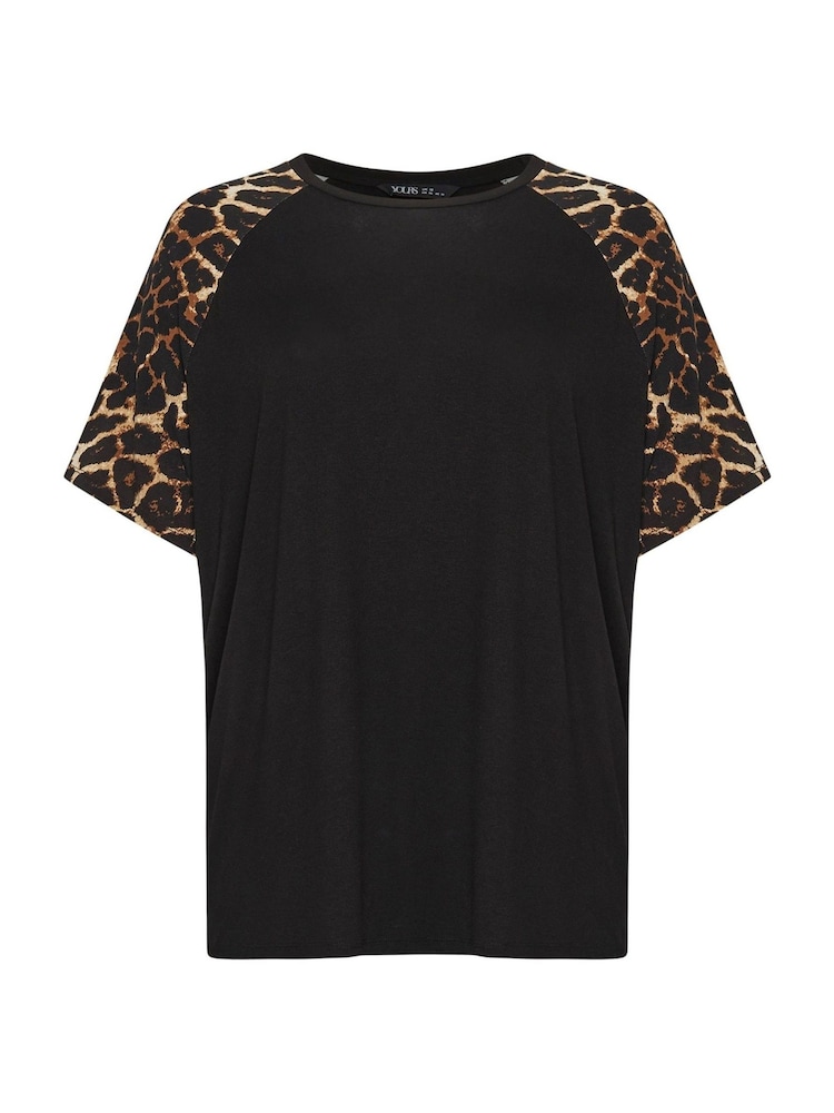 Yours Curve Raglan Leopard Print Top - Imagen 5 de 5