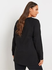 Yours Curve Black 100% Cotton Military Button Long Sleeve T-Shirt - Image 3 of 5
