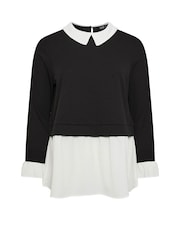 Yours Curve Black 2 In 1 Shirt Top - Image 5 of 5