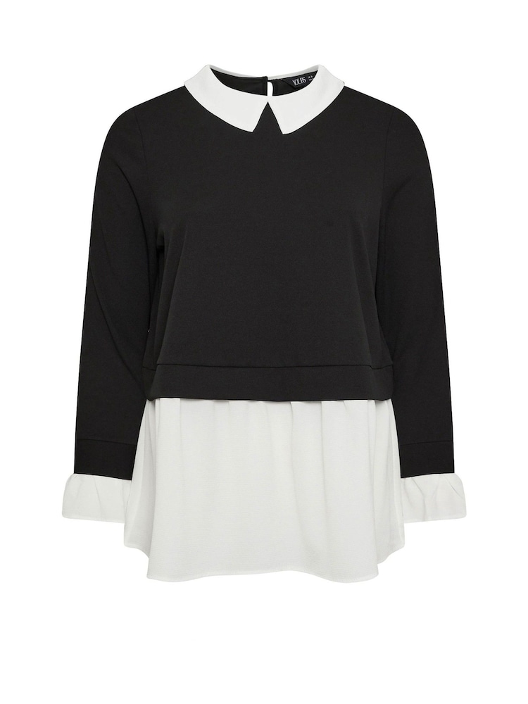 Yours Curve Black 2 In 1 Shirt Top - Image 5 of 5