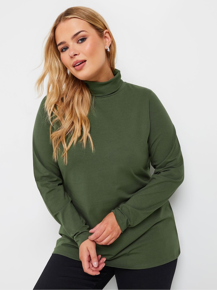 Yours Curve Green Long Sleeve Turtle Neck Top - Image 1 of 5