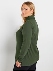 Yours Curve Green Long Sleeve Turtle Neck Top - Image 3 of 5
