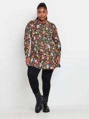 Yours Curve Black Novelty Tunic - Image 2 of 5