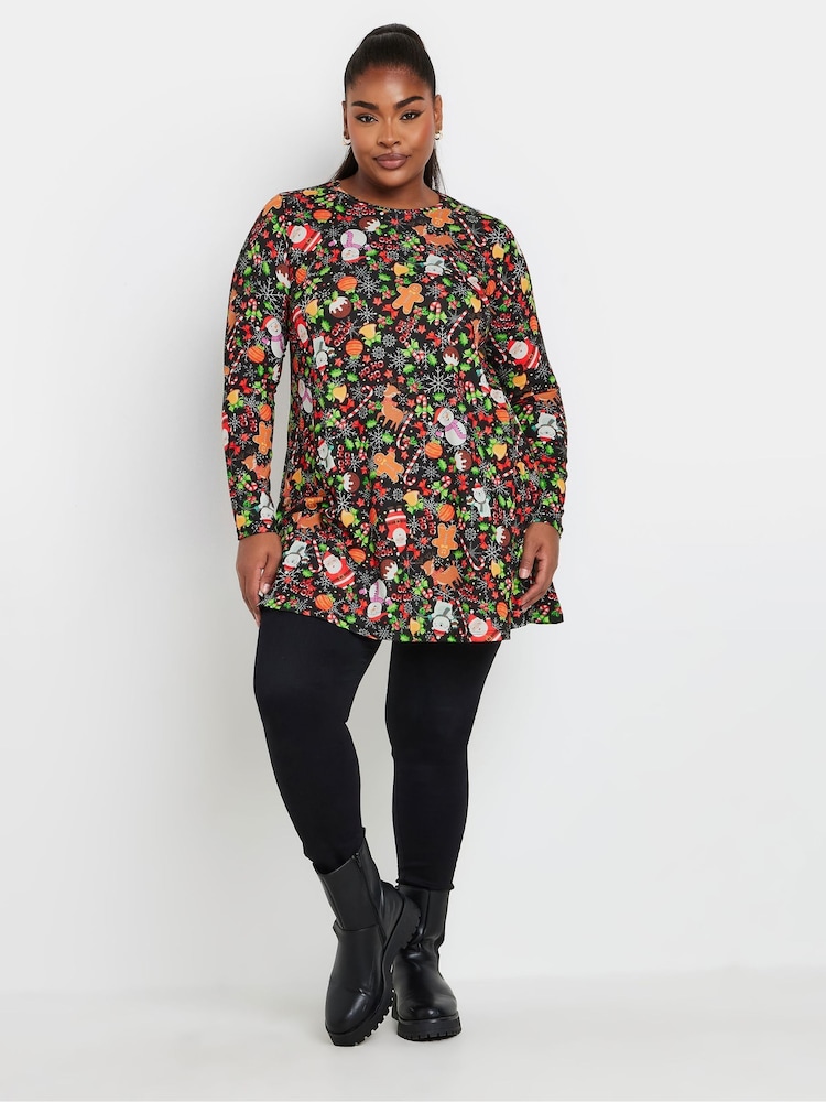 Yours Curve Black Novelty Tunic - Image 2 of 5