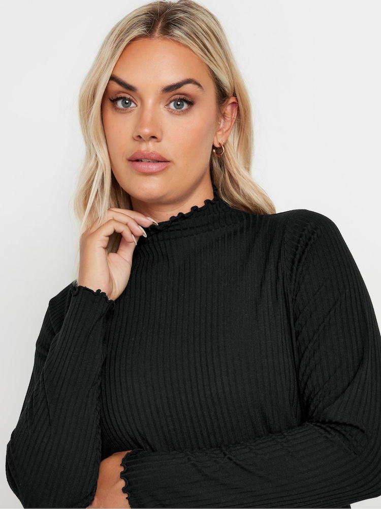 Yours Curve Black Lettuce Edge Tunic - Image 5 of 6