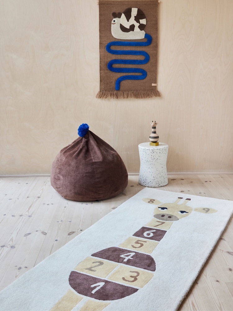 OYOY Mini Yellow Giraffe Hopscotch Rug - Image 1 of 2