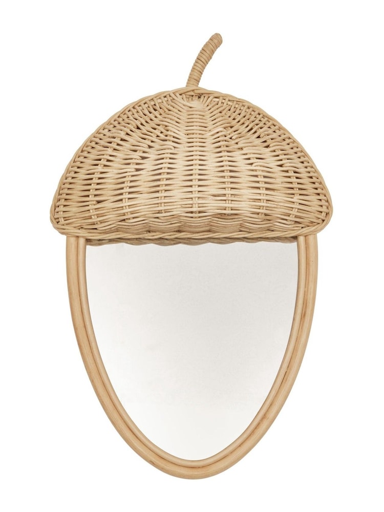 OYOY Mini Nature Acorn Rattan Wall Mirror - Image 3 of 3