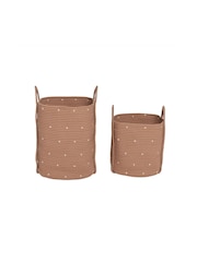 OYOY Living Set of 2 Caramel Dot Cotton Rope Baskets - Image 2 of 2