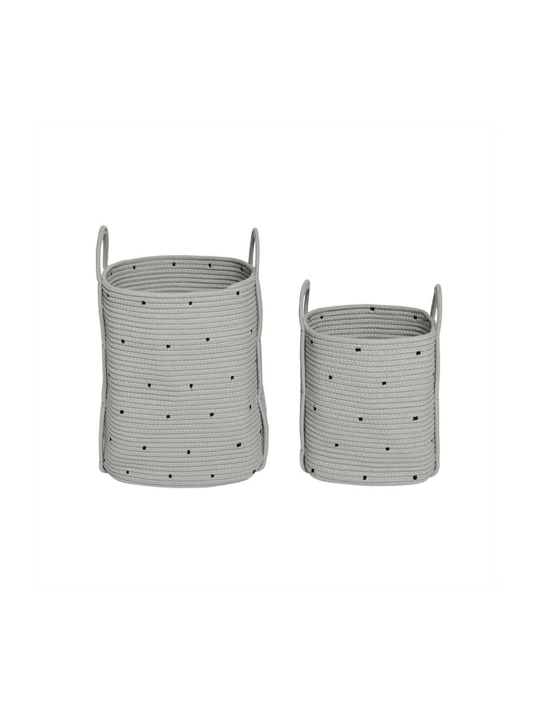 OYOY Living Set of 2 Clay Dot Cotton Rope Baskets - Image 2 of 2