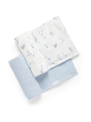 Purebaby Blue 100% Cotton Muslin Wraps 2 Pack - Image 1 of 2