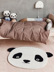 OYOY Mini White Black Panda Rug - Image 1 of 2
