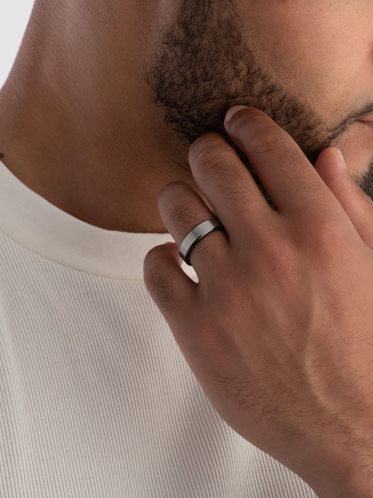 Beaverbrooks Mens Zirconium Black Ring - Image 4 of 4