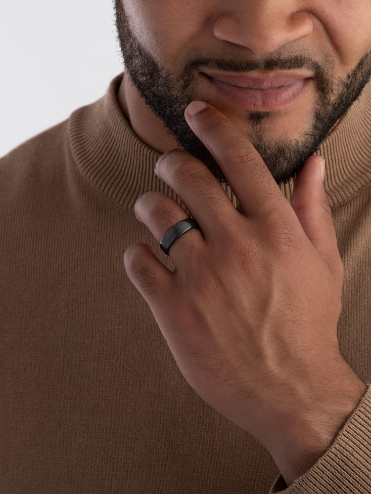 Beaverbrooks Mens Zirconium Black Ring - Image 4 of 4 Beaverbrooks Mens Zirconium Black Ring - Image 4 of 4