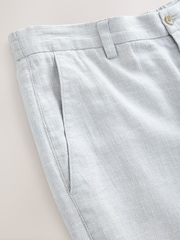 Light Grey Elasticated Waist Textured Linen Blend Trousers - Image 7 of 10