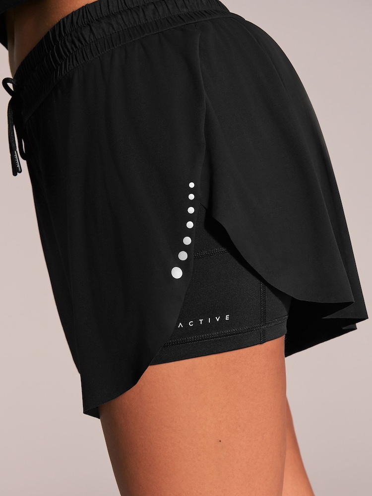 Zwart - Active Sports Jersey Layer Running Shorts with Pockets - Image 4 of 7