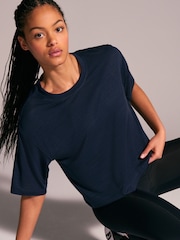 Navy Active Crew Neck Lightweight Boxy Short Sleeve T-Shirt - Image 1 of 7