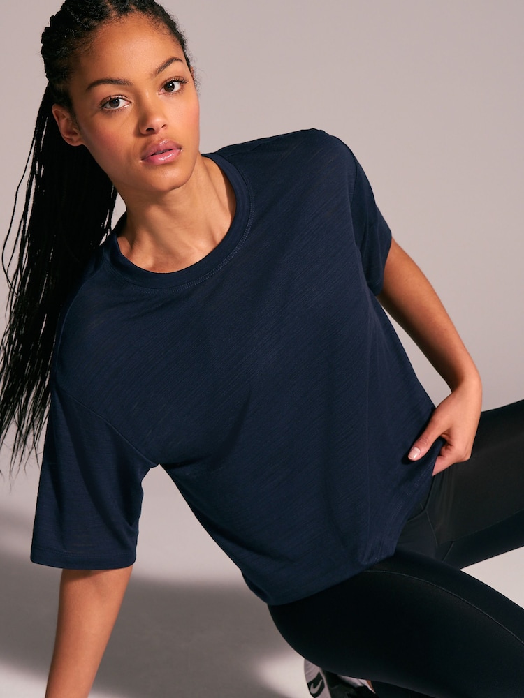 Navy Active Crew Neck Lightweight Boxy Short Sleeve T-Shirt - Image 1 of 7