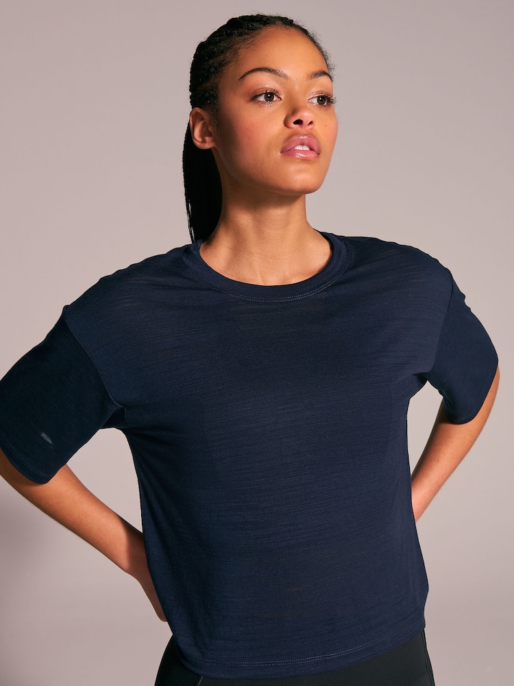 Navy Active Crew Neck Lightweight Boxy Short Sleeve T-Shirt - Image 2 of 7