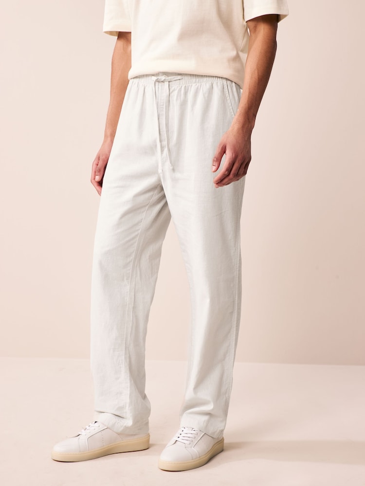Weiß - Herren Kurta-Hose mit Kordelzug am Taillenbund - Bild 1 von 9 Weiß - Herren Kurta-Hose mit Kordelzug am Taillenbund - Bild 1 von 9