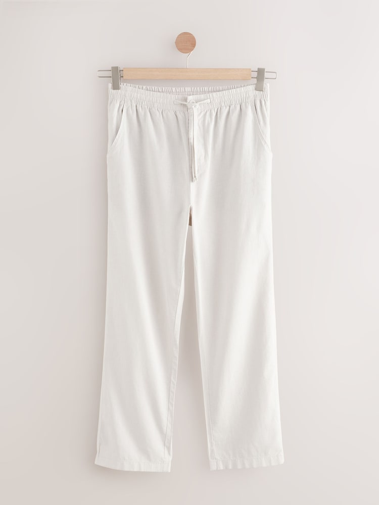 White Drawstring Waist Mens Kurta Trousers - Image 6 of 9