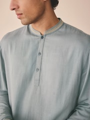Bleu - Chemises Kurta plus longues - Image 3 de 5