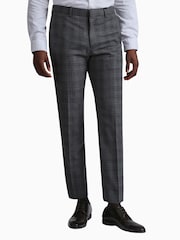 Ted Baker Grey Zion Charcl Text Chk Slim Trousers - Image 1 of 3