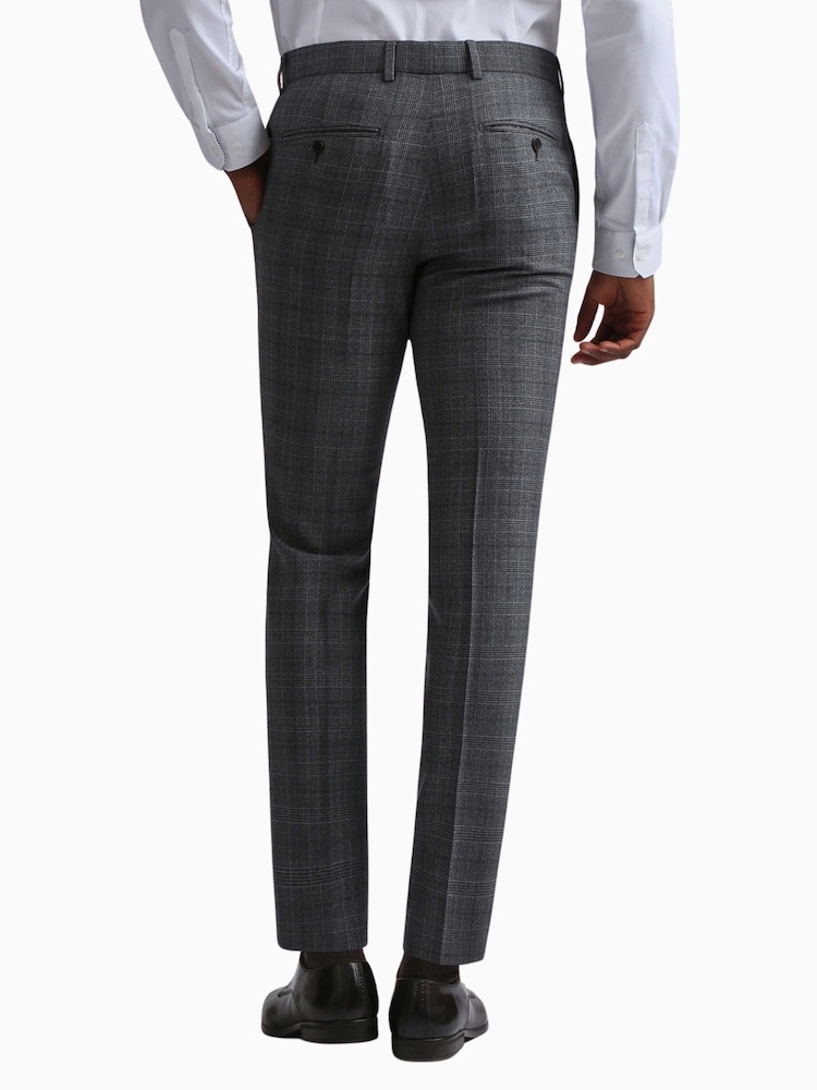 Ted Baker Grey Zion Charcl Text Chk Slim Trousers - Image 2 of 3