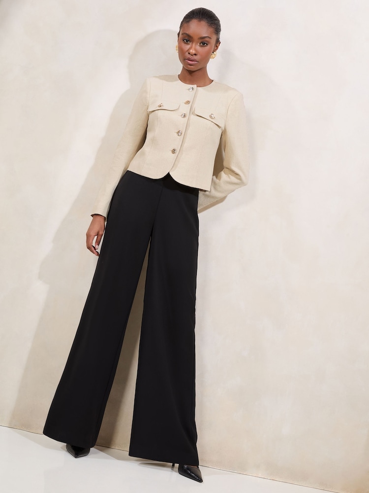 Lipsy Neutral Cream Collarless Jacket - Image 3 of 4