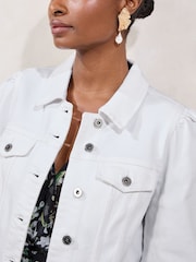 Lipsy White Collarled Bracelet Sleeve Denim Jacket - Image 2 of 4