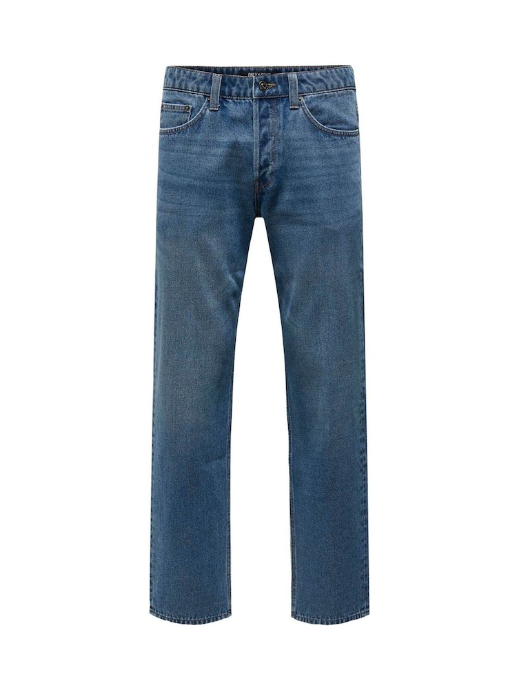 Only & Sons Blue Straight Fit Edge Jeans - Image 6 of 7