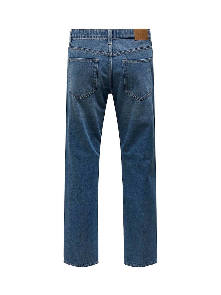 Only & Sons Blue Straight Fit Edge Jeans - Image 7 of 7