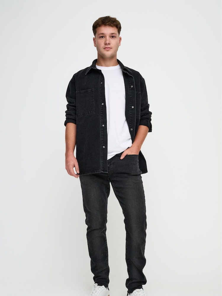 Only & Sons Black Slim Tapered Fit Rope Stretch Jeans - Image 1 of 6