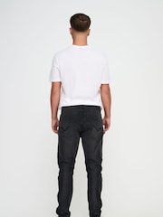 Only & Sons Black Slim Tapered Fit Rope Stretch Jeans - Image 4 of 6